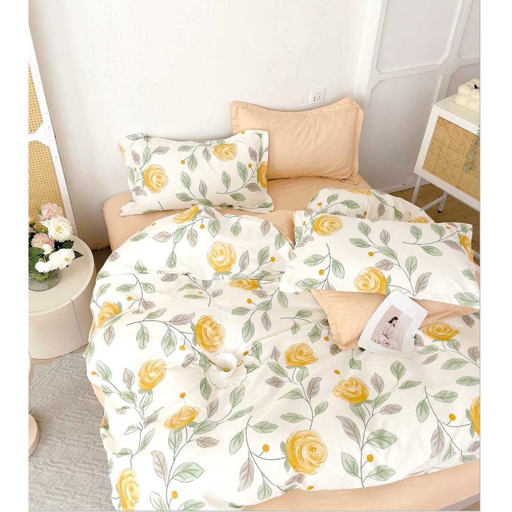 Long Island Flower 100% Cotton Reversible Duvet Cover Set Queen Romantic Chic